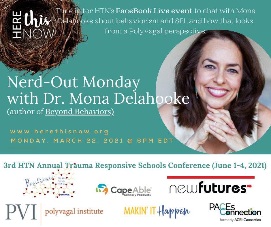 Lookin' forward to Nerd-Out Monday chat with one of our conference presenters, <a href="/monadelahooke/">Dr. Mona Delahooke</a>   We'll be chatting about behaviorism and Polyvagal-informed SEL.