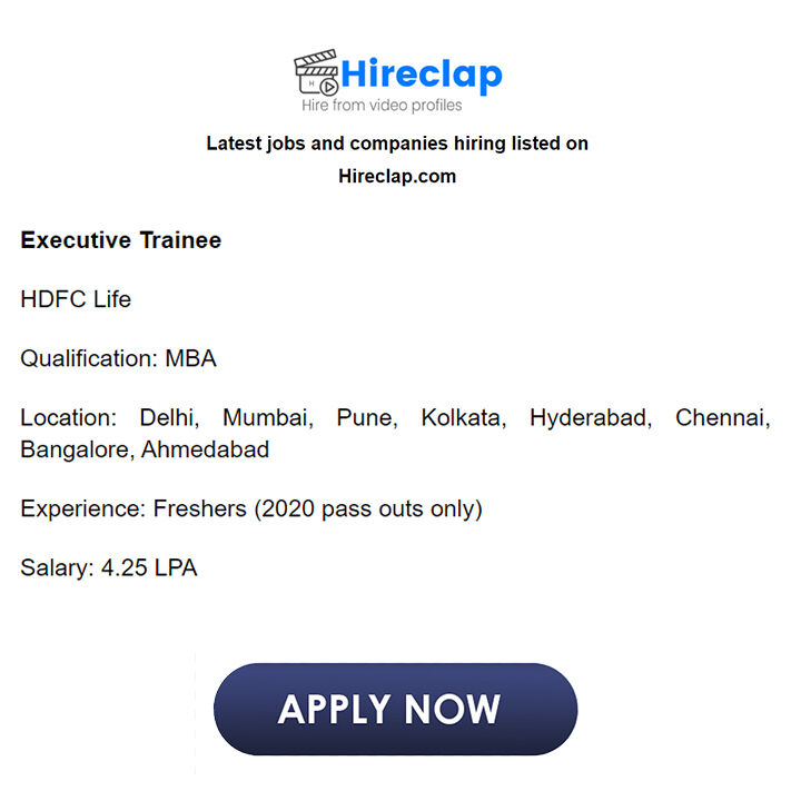 hireclap's tweet photo. HDFC Life Hiring
Job Role: Management Trainees / Design Trainees
Check if you are eligible for this notification or not- https://t.co/YKHY3Eh7SR https://t.co/A6fXXMgkrA