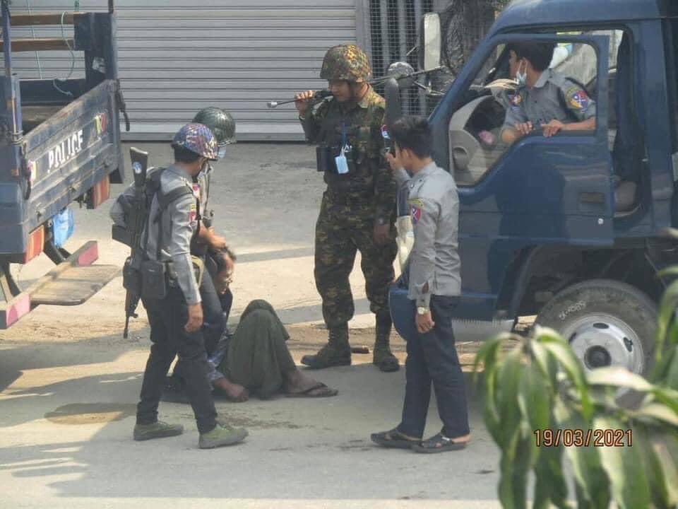 North Okkalapa,Yangon: Images of terrorists strangling a civilian’s neck with a rope alike. In the last photo,it can be seen that the neck was broken down. One of the cruel actions of Inhuman animal terrorists.
#WhatsHappeningInMyanmar 
#Mar19Coup