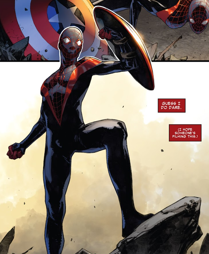 RT @EARTH_1610_616: Miles wields Captain America's Shield! (Spider-Man (2016) #1) https://t.co/VUUnqvRn5m