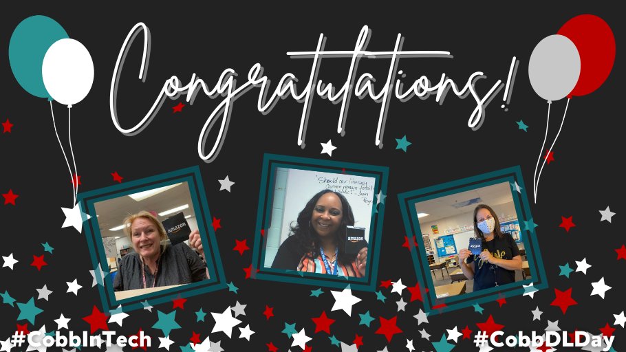 CobbInTech's tweet photo. 🎉Congratulations to our Cobb Digital Learning Day winners!

Kelly Jones from @hollydalerocks 

Tammy Holdip from @LindleyFalcons 

Kelly Wilson from @NicholsonEleme2 

#CobbInTech #CobbDLDay #CobbDigiLearn https://t.co/kNPqM1JEBn