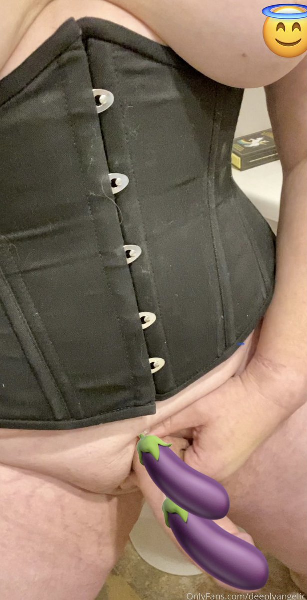 deeplyangelic's tweet photo. Happy Friday Lovelies! Hope this helps to start the weekend off right.  (I was so hard I had to use 2 eggplants to cover my big girl cock!!! 😂 See the uncensored version along with free uncensored videos in my free https://t.co/SPLGLx1a7B) https://t.co/1MpfrJARyJ