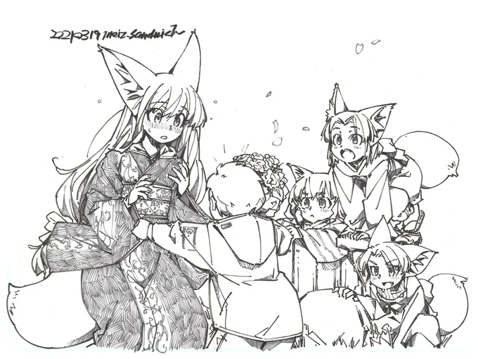 【作業中】押しの強い子
#線画 #狐娘 