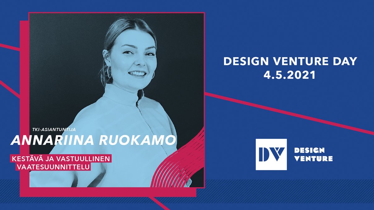 "Arviolta jopa 80% tuotteen ympäristövaikutuksista on ratkaistavissa suunnittelijan työpöydällä: millaisia valintoja suunnittelija joutuu punnitsemaan työssään? Voiko vastuullisuudesta ylipäänsä puhua muodin kontekstissa?"

Annariina Ruokamo 

Design Venture Day 4.5.