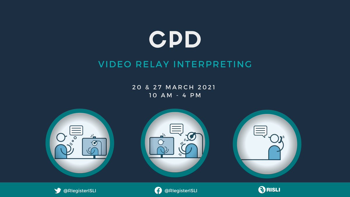 RegisterISLI's tweet image. We are excited to start our next CPD training on Video Relay Services (VRS) Interpreting tomorrow provided by @Departetdautre.

This CPD will allow interpreters to develop a professional and reflexive approach to their practice in this field. 

#RISLICPD2021 #VRS #ISLInterpreter
