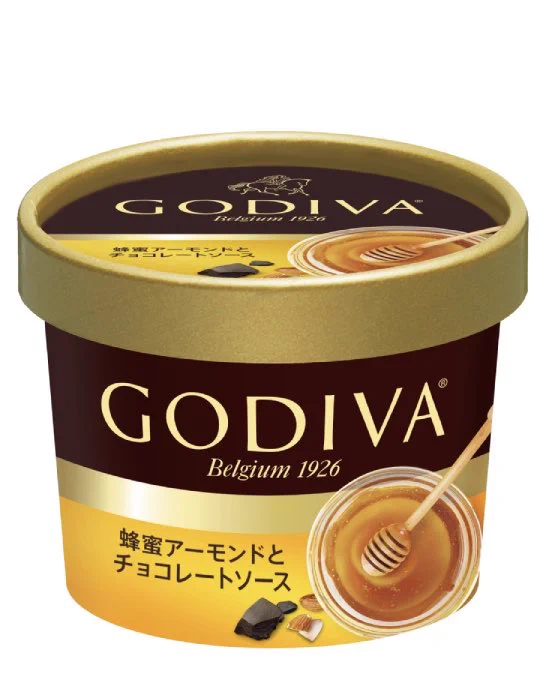 コンビニで買える国産「百花蜂蜜」を使用したゴディバカップアイス!『蜂蜜アーモンドとチョコレートソース』が新発売されるよ。