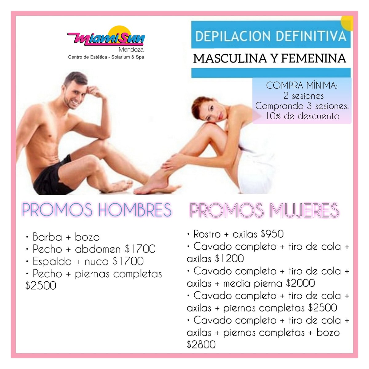 Buen día! No se pierdan nuestras promos en depilación definitiva!!! La máquina da resultados desde la primer sesión 😍👏