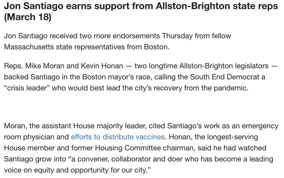 SDowneyMD's tweet photo. More coverage from @BostonDotCom on the newest @IamJonSantiago endorsers, @staterepmike and @RepKevinHonan. Fun day for @TeamSantiago_. 

#bospoli #mapoli #bosmayor https://t.co/pbFcigHDx3