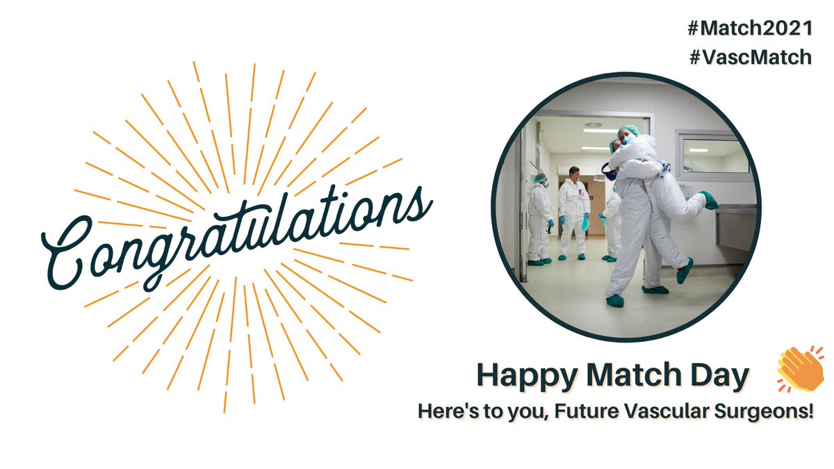 Happy Match Day! Did you match into vascular surgery? Let us know so we can recognize you! Tag @FutureVascSurgn or tweet with the hashtag #VascMatch to be featured in our next newsletter #Match2021 #VascSurg