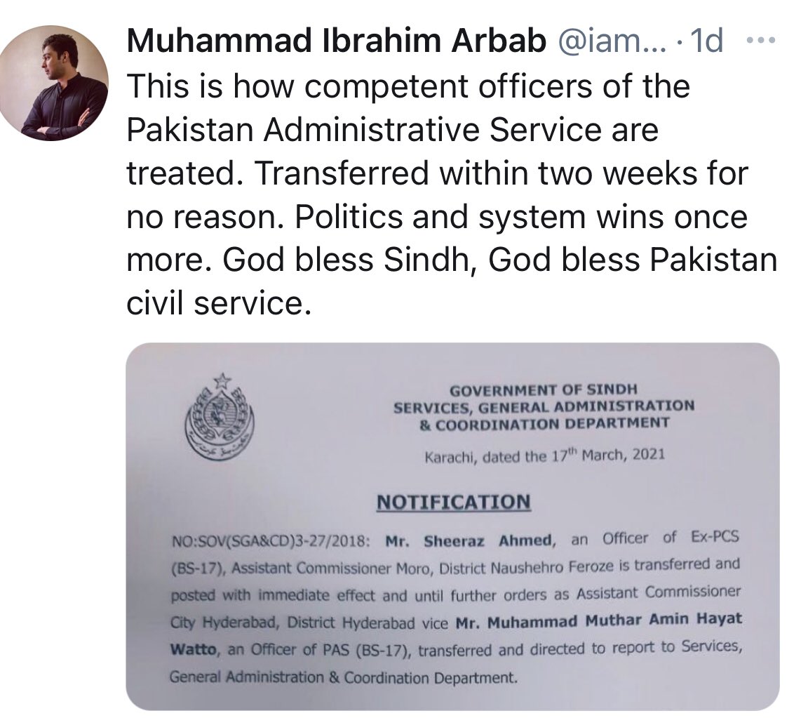 To Whom It May Concern
Do Provincial Cadre Officers not qualify to be posted at Urban Cities as well.Time has changed so should be mentality of superiority complex. Provincial Cadre Officers are competent enough &amp; should be treated as such.
<a href="/SindhCMHouse/">Sindh Chief Minister House</a> 
<a href="/APPMSA2/">All Pakistan Provincial Civil Services Association</a> 
<a href="/PASFraternity/">PAS Fraternity 🇵🇰</a>