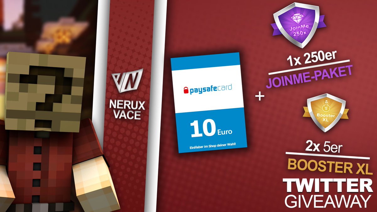 🎁 GEWINNSPIEL 🎁

Heute verlosen wir für die Community:
1x 10€ paysafecard
1x 250er JoinMe-Paket
2x 5er Booster XL

Was ihr dafür tun müsst:
▶️ <a href="/NeruxVace/">NeruxVace.de</a>.net folgen ❤
▶️ Tweet retweeten 🔁
▶️ 2 Freunde markieren ✏️

Viel Glück an alle Teilnehmer! 🍀

Ende: 🗓 
▶️ 26.03.2021