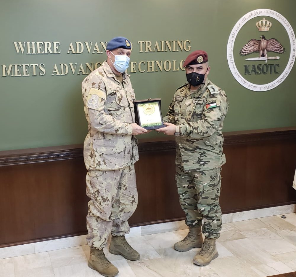 CanadaRepPA's tweet photo. BGen Boucher, Commander of Op PROTEUS 🇨🇦, visited the King Abdullah Special Operations Training Center and met with Col Al Hissban. A very productive meeting on opportunities for training to enhance the ability of 🇵🇸 Security Forces to deal with complex security situations. https://t.co/pR8beENHSz