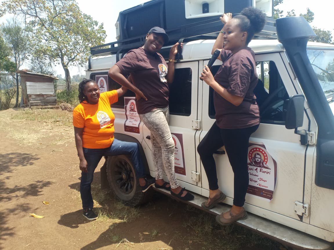 dotm_kenya's tweet photo. Today the Daughters of the Mountain took their Empowerement Drive to Juja Constituency to sensitive women on the importance of unity and supporting one of their own in the Juja Jubilee by-elections happening tommorrow. #SusanWakapee4Juja
#DaughtersOfTheMountain https://t.co/gfxAG1UUJU