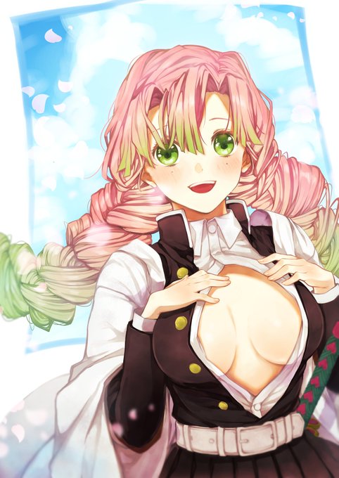 MIOさんがTwitterに投稿した甘露寺蜜璃(鬼滅の刃)のイラスト。