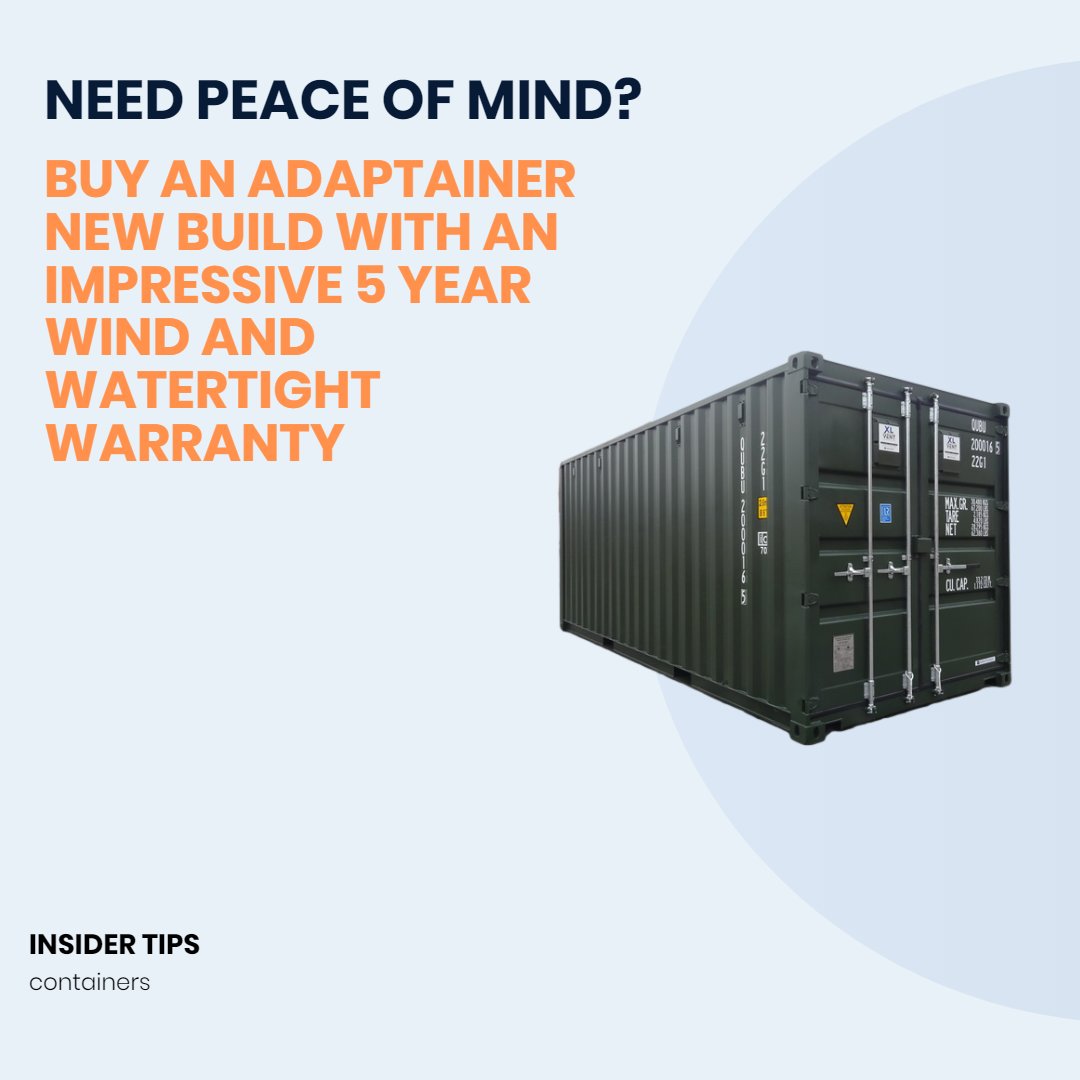 Adaptainer (@adaptainer) on Twitter photo Purchase one of our new build containers and benefit from an impressive 5 year wind and watertight warranty. e-mail: sales@adaptainer.co.uk / tel: 03301 220222 Purchase one of our new build containers and benefit from an impressive 5 year wind and watertight warranty. e-mail: sales@adaptainer.co.uk / tel: 03301 220222