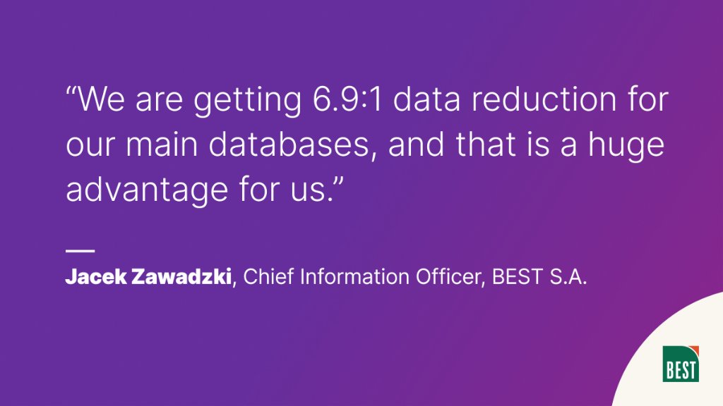 PureStorage's tweet image. Need to overcome the harmful effects of #legacystorage on your applications and #data? Get inspired by the stories of everyday data heroes like the BEST S.A. who have taken a new approach to data management. purefla.sh/3cpY9jc