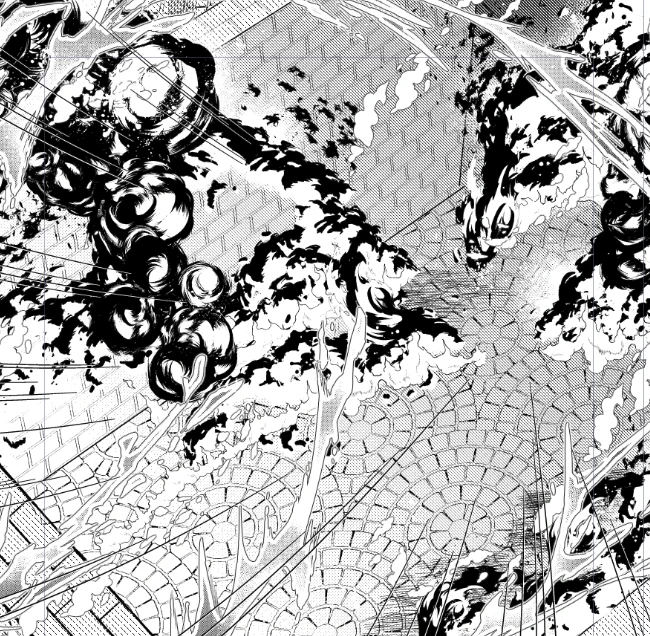 路地に放火しましたの札。俯瞰構図で描きはしたけど濃淡のコントロールしくじって遠近が無。 https://t.co/cjAlkBTozk 