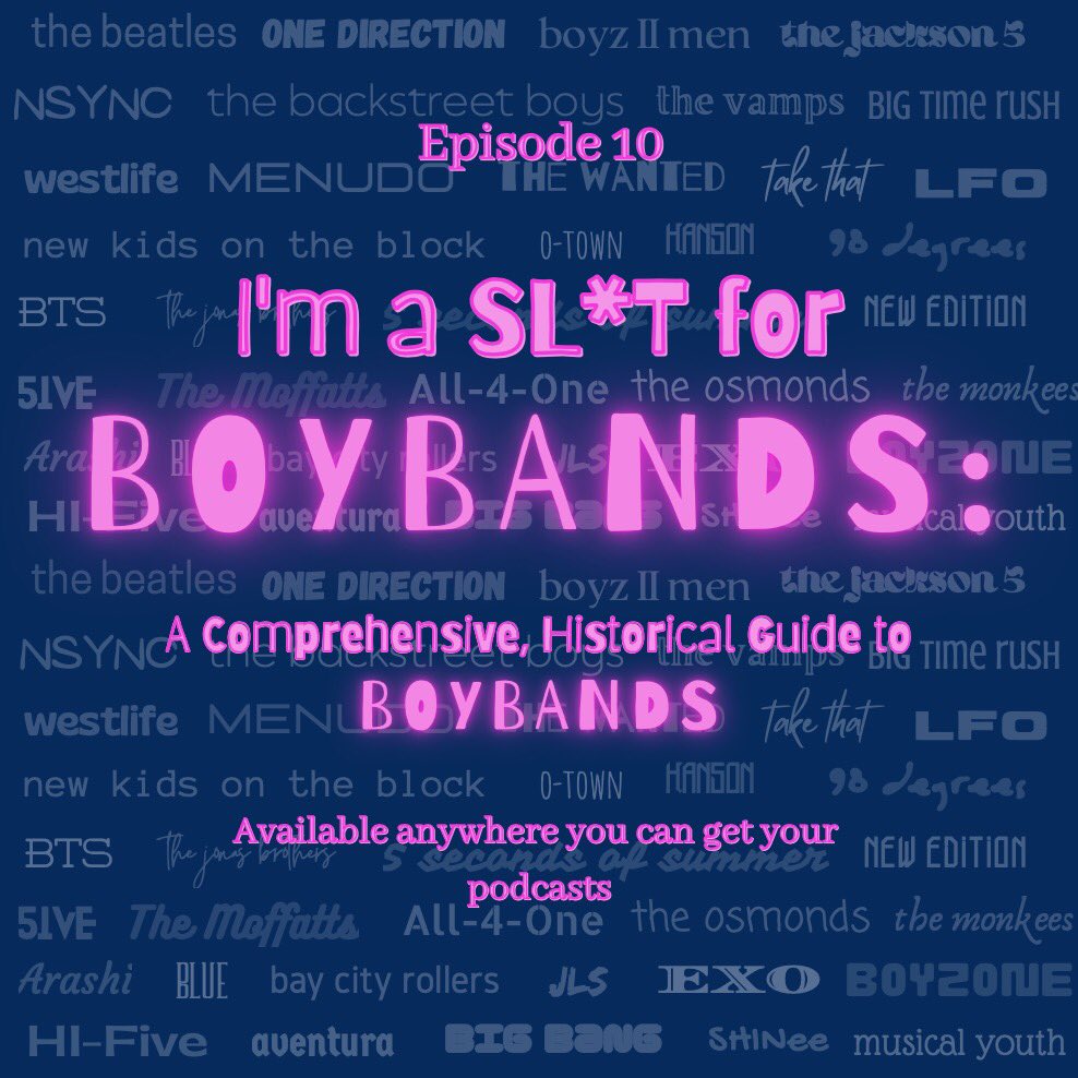 formerfan_pod's tweet photo. It’s our 10th ep, friends, &amp; we are starting a new chapter; it’s Boy Band Season, Baby. And what better way to start than to go through all of them? From barbershop quartets to the Beatles, The Jackson Five to The Backstreet Boys, New Kids on the Block to BTS, we cover it all. https://t.co/VUrDSDUtTH