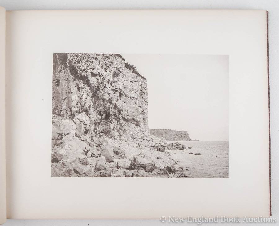 NewAuctions's tweet photo. The Coast of #Maine. Introduction by John G. Whittier. Frontispiece map, 50 views from photographs by Henry G. Peabody. Oblong 4to, gilt-pictorial cloth; spine-ends frayed, generally clean and sound otherwise. Boston, 1889 [150/250] 1st ED 
https://t.co/2LI8lgTo12 https://t.co/hO7YBGrhBq