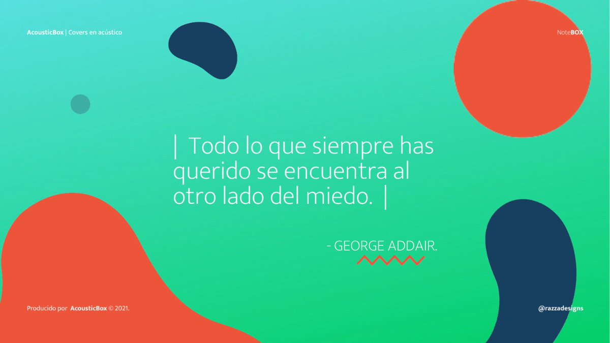 BoxAcoustic's tweet photo. Hay cosas que no hemos hecho por #miedo verdad¿? Si tan solo diéramos el paso para superarlo sucederían #cosas increíbles. ¿Tienes miedo de #cantar para otras personas? Piensa en lo #maravilloso que sería si dejaras volar tú #talento, el #mundo debería escucharte. #georgeaddair https://t.co/wNz6ahLidA