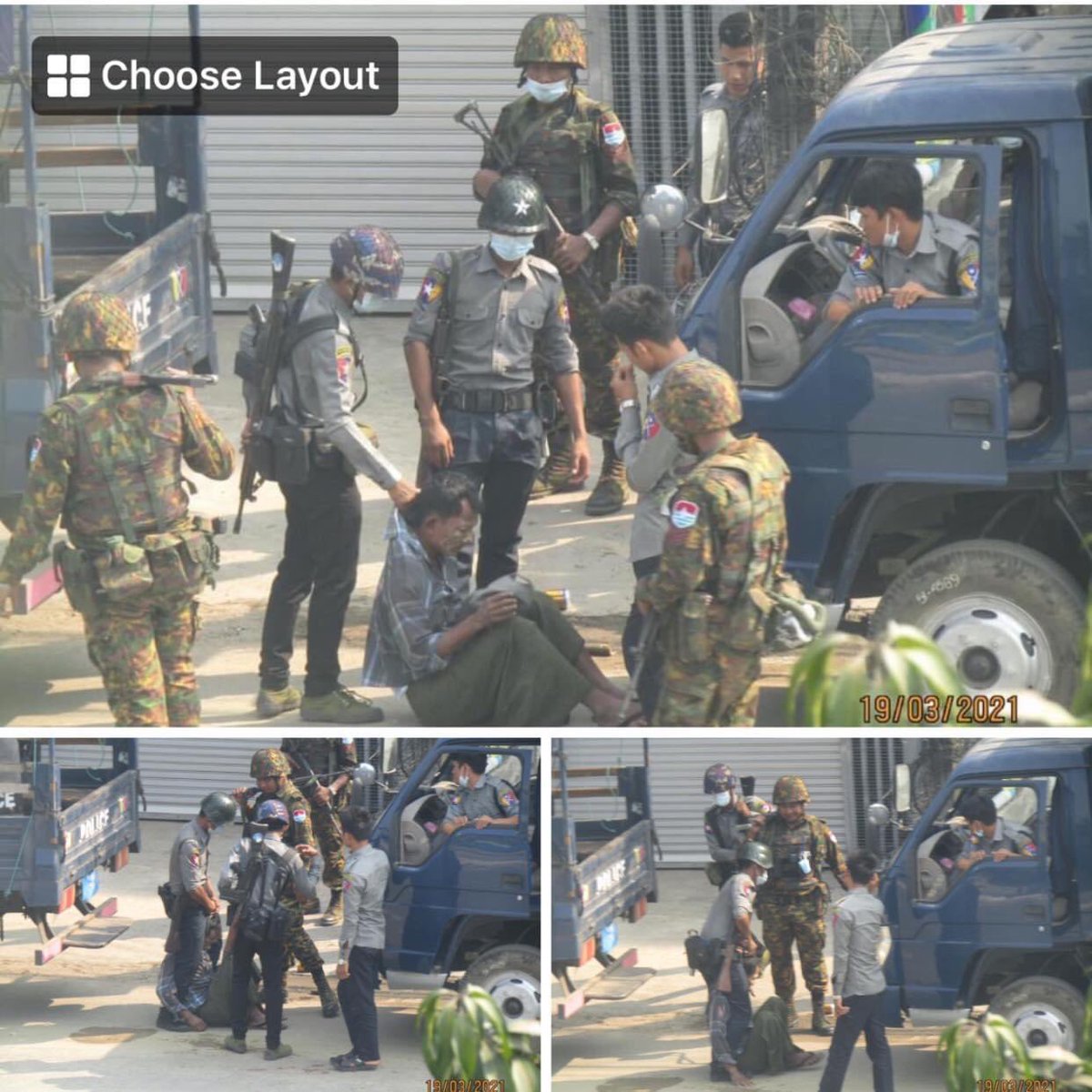 esan_min's tweet photo. South Okkalapa,Yangon: Images of terrorists strangling a civilian’s neck with a rope. In the last photo,it can be seen that the neck was already broken and the victim was no longer alive. One of the cruel actions of Inhuman animal terrorists.
#WhatsHappeningInMaynmar 
#Mar19Coup https://t.co/DIgrpCJtvY