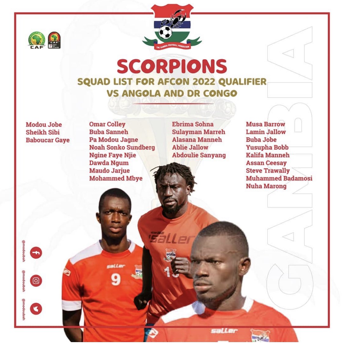 NmMarong's tweet photo. 🇬🇲una vez más seleccionado para la clasificación de la copa africa 🙏🏾 https://t.co/XhDwseLGw0