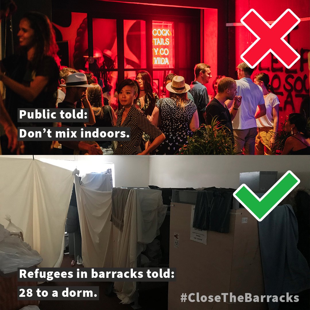 We’ve been told not to mix indoors. Yet right now asylum seekers are being forced to mix with 28 people in disused army barracks

Pressure is building on Priti Patel to #CloseTheBarracks
Join our Day of Action on March 19th &amp; call for a fair asylum system

ow.ly/Epro50DXe1G