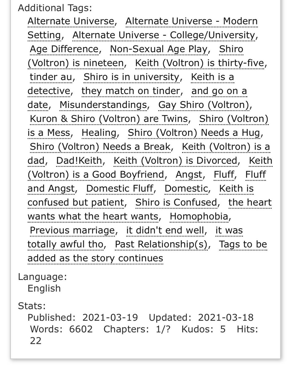 LeafyxThiefy's tweet photo. #Sheith In which Shiro is a 19yo university student living his best life and downloaded tinder unwittingly matching with 35yo Single dad divorcee Keith.
Age difference #Sheithau #sheithfic
https://t.co/dRmUSkosZj https://t.co/AfHuFreemh