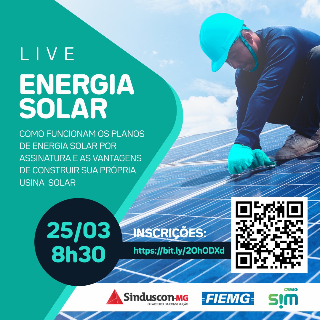 FIEMGoficial's tweet photo. Energia limpa e renovável... e econômica!

Conheça os benefícios da #energiasolar e os planos da "Usina Solar" por assinatura, além das vantagens de construir a sua própria usina.

#Sinduscon + #FIEMG + #CEMIG https://t.co/8ko9yxG8Pl