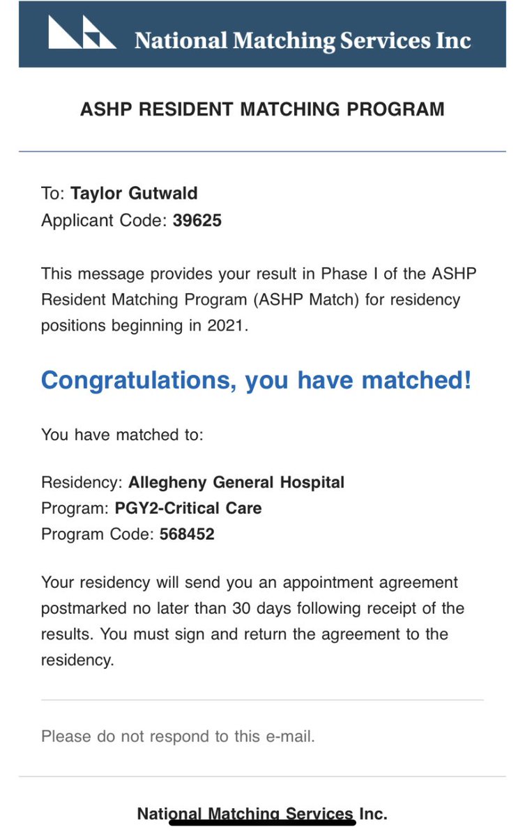 I have worked so hard for this, and I am so excited that I will get to be a critical care pharmacist!  #RxMatch2021