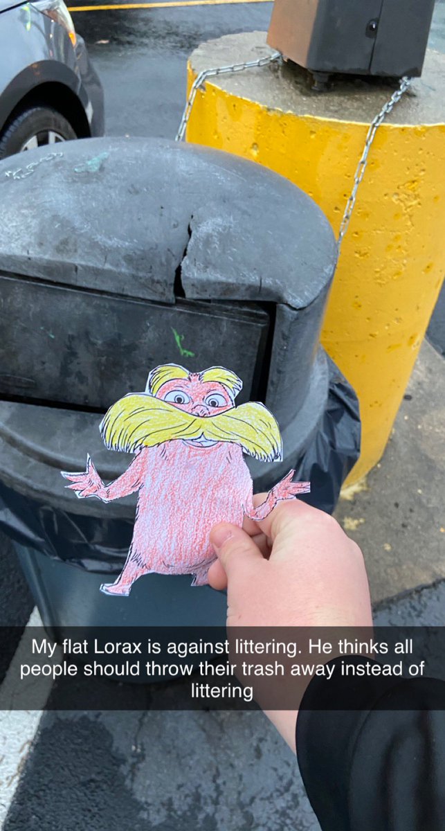 BradyC1ark24's tweet photo. The Lorax got out of Thneedville for the week. #FLATLORAX #ScottBio @BioTeachKS https://t.co/OknuS1uJKm