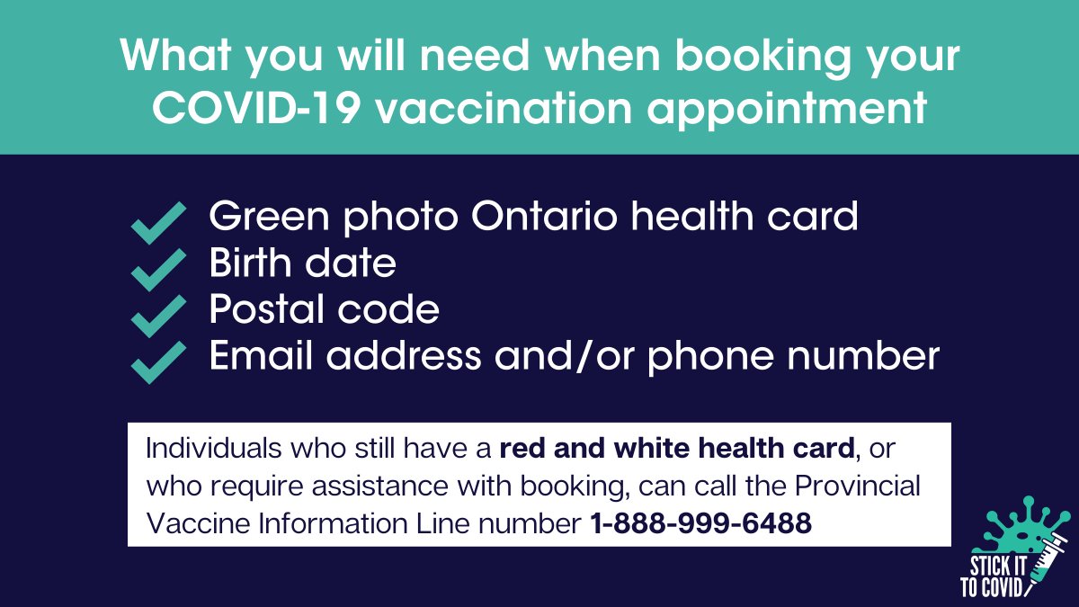 NRPublicHealth's tweet image. COVID-19 💉UPDATE | Starting Monday, March 22, individuals turning 75 or older in 2021 will be able to book a COVID-19 vaccine appointment through Ontario's booking system: news.ontario.ca/en/release/608…

Book online at Ontario.ca/BookVaccine
Or call 1-888-999-6488 (Mon-Sun: 8am-8pm)