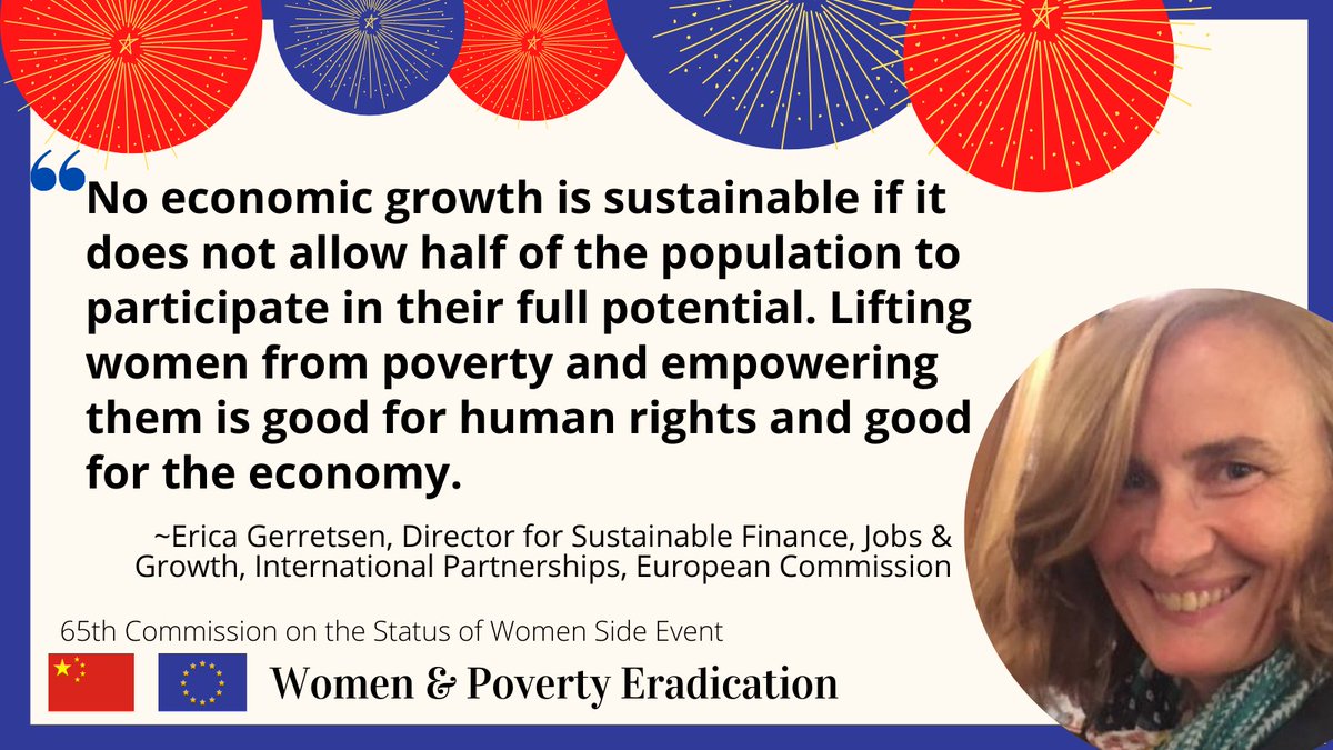 EUatUN's tweet photo. Women’s economic empowerment is a key topic for the EU. Not only for gender equality but also for an economy that works for the people.
~Acting Director @EricaGerretsen underlines the EU's approach to women's economic empowerment at joint 🇨🇳🇪🇺event
#EUatCSW65 https://t.co/zdpR8b6LkA