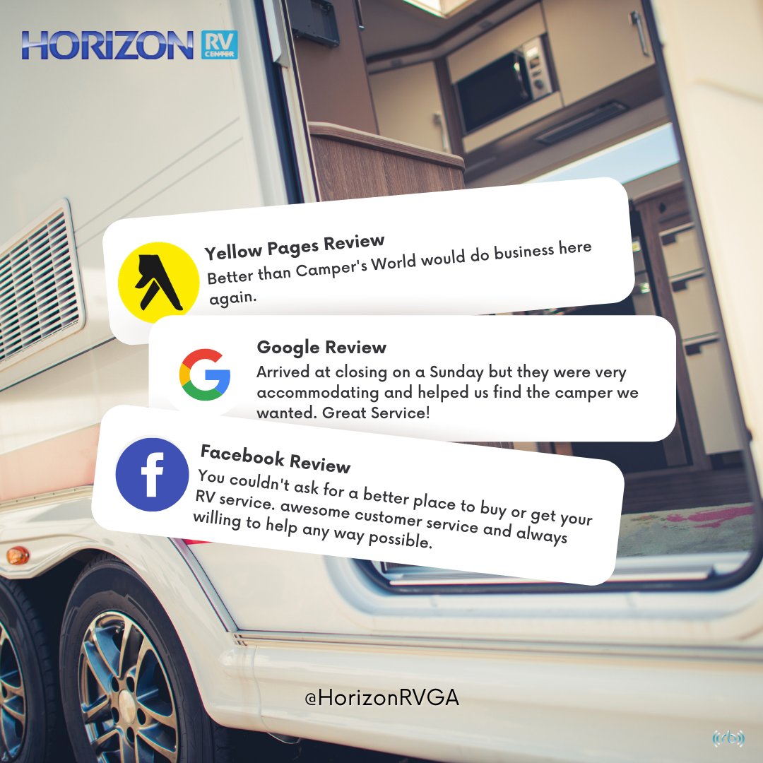 HorizonRVGA's tweet photo. Horizon RV Center is a family-friendly dealer in Lake Park, GA! 

Offering a wide range of motor homes, fifth wheels, park models, and much more at exceptional prices!  Don't just take our word for it, read our testimonials from happy customers.  #horizonrvcenter #lakepark #ga https://t.co/Zzxm7LVNmx