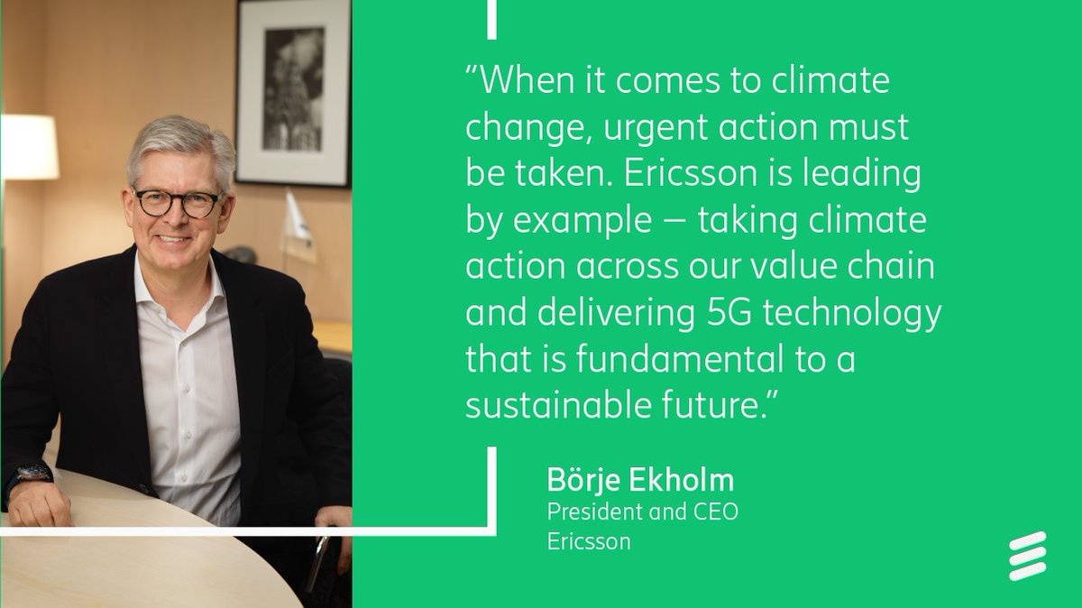 Quando si tratta di #climatechange occorre agire con urgenza. Ericsson sta dando l'esempio, adottando azioni per il clima lungo tutta la catena di valore e fornendo la tecnologia #5G necessaria per un futuro sostenibile m.eric.sn/XaCq50E26Fk #GreenDigitalCoalition