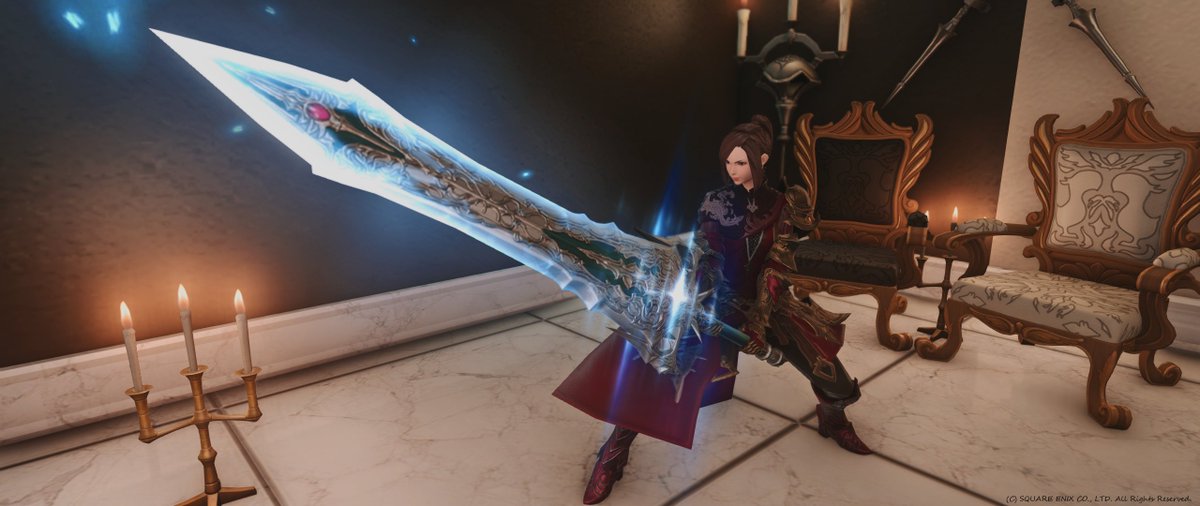 マリン Mandra鯖 個人的にお気に入りな暗黒剣その クレイモア オブ ラウンド マケボで見て一目惚れしたやつ 個人的にどの光るやつよりも光り方が良い 光り方としてなら絶武器が見習ってほしいレベル 光っているけどキャラをそこまで被らせないのも