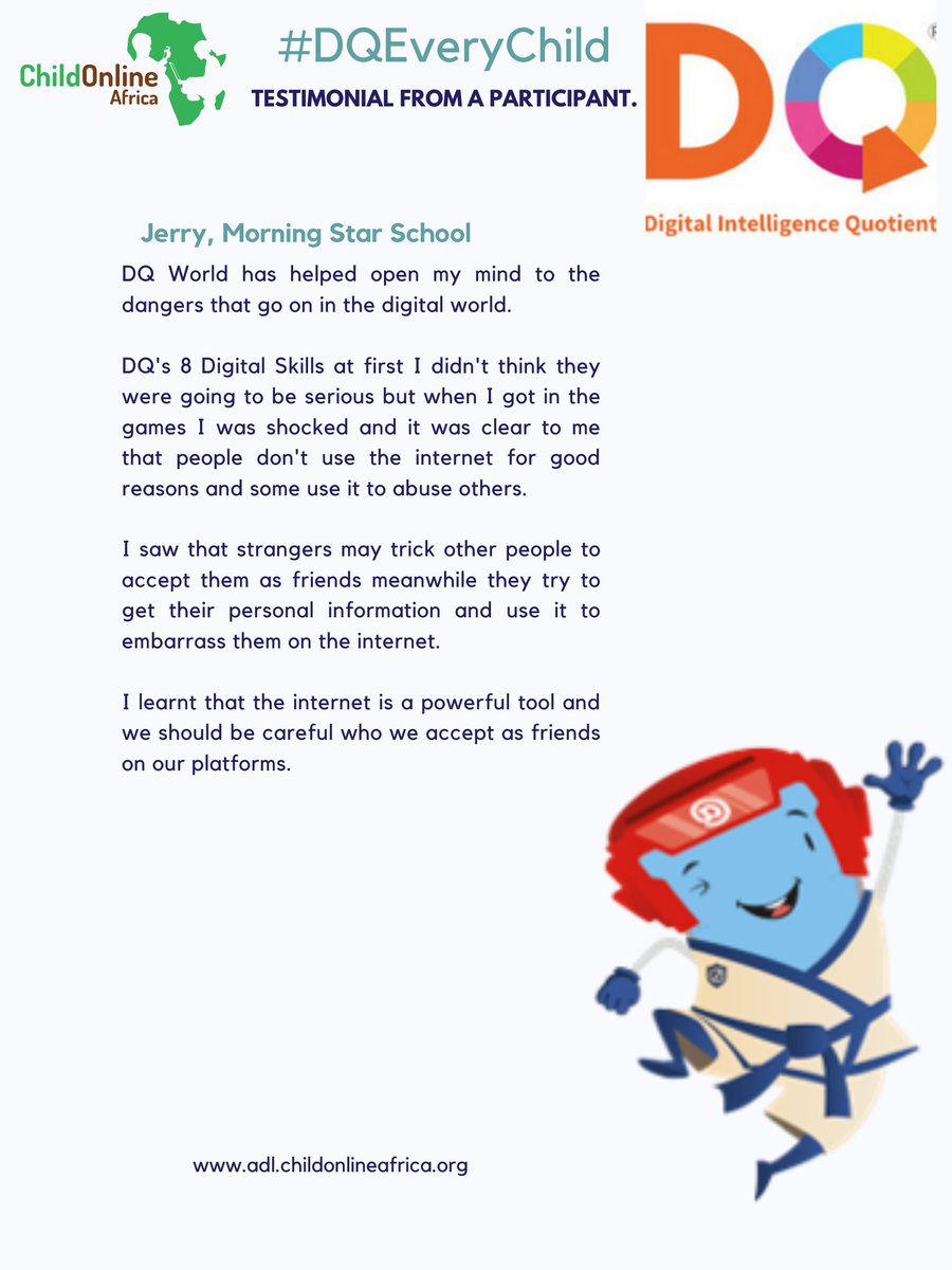 COnlineAfrica's tweet image. Statistics from @eSafetyOffice shows 85% of bullying incidents involves bystanders &amp;amp; can be stopped in 10sec when bystanders take positive action. Enrol your child @DQforAll to increase positive actions.#NDA2021 #Testimonial #ADLProgramme #KaaMacho