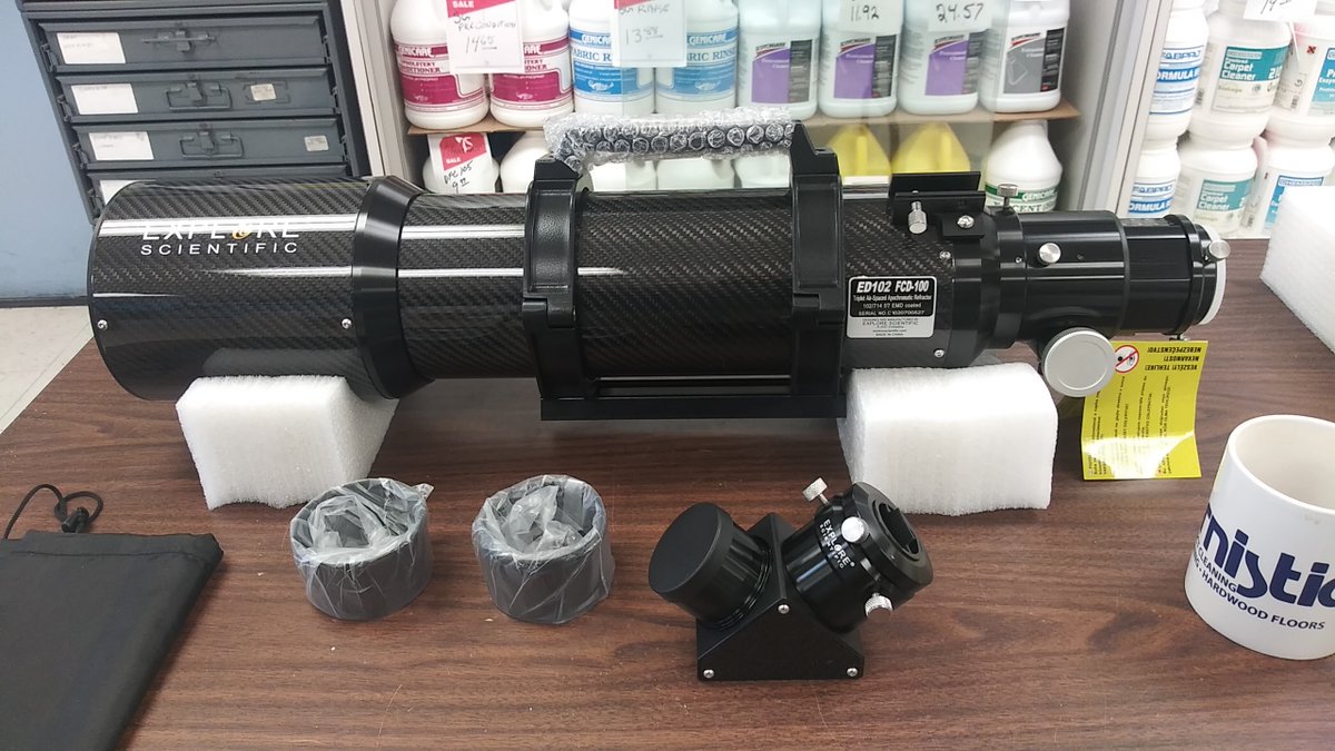 Exciting morning in the sales store!

My new Explore Scientific carbon fiber 102MM air spaced triplet refractor telescope has arrived!

Tonight I search out carpets in other galaxies that need cleaning, lol.