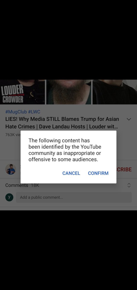 EZ_RemySales's tweet photo. @scrowder
YouTube just warned me 3 times before they let me access #LouderwithCrowder, keep it up. https://t.co/7ciiOWZp7Y