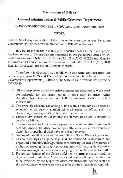 otvnews's tweet photo. #BreakingNews 

#Odisha government reinforces its June 8, 2020 order specifying strict guidelines for containment of #Covid19 infections in the State after a resurgence of cases in some parts https://t.co/Qcxz1nuY2t