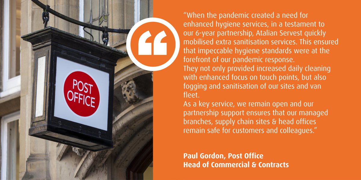 Read how Atalian Servest has been providing <a href="/PostOffice/">Post Office</a> with enhanced sanitisation services to their managed branches, supply chain sites and head offices to keep their customers, staff and visitors safe.