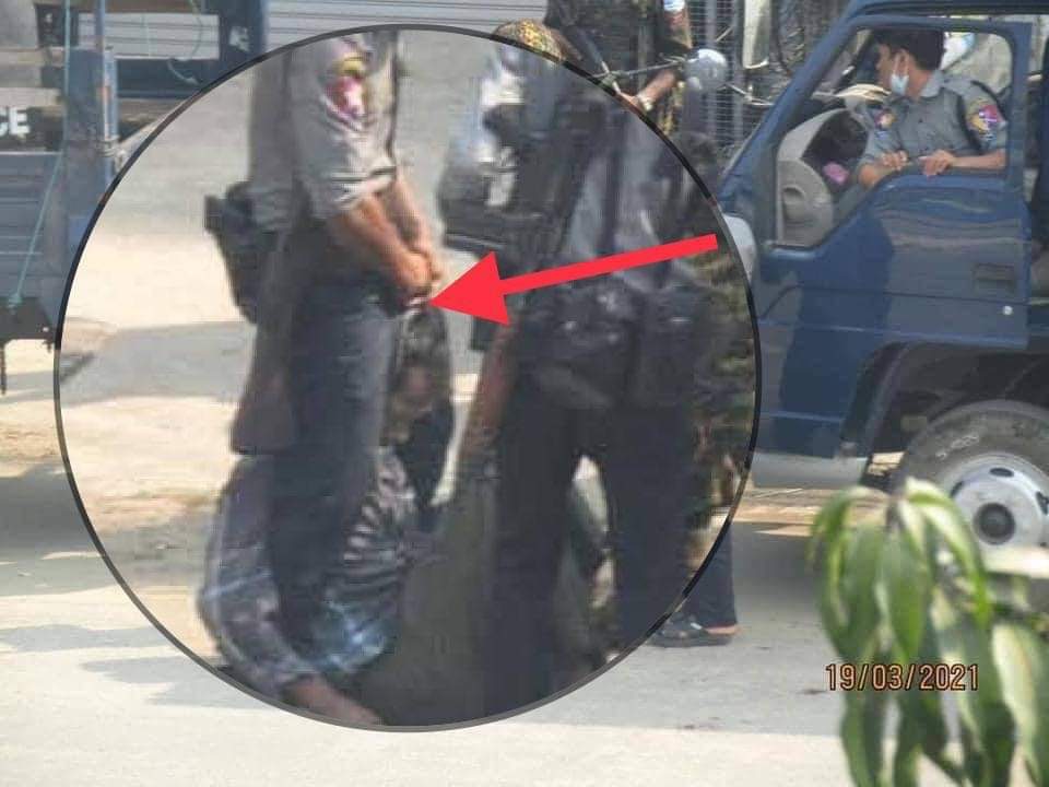 North Okkalapa,Yangon: Images of terrorists strangling a civilian’s neck with a rope alike. In the last photo,it can be seen that the neck was broken down. One of the cruel actions of Inhuman animal terrorists.
#WhatsHappeningInMyanmar 
#Mar19Coup