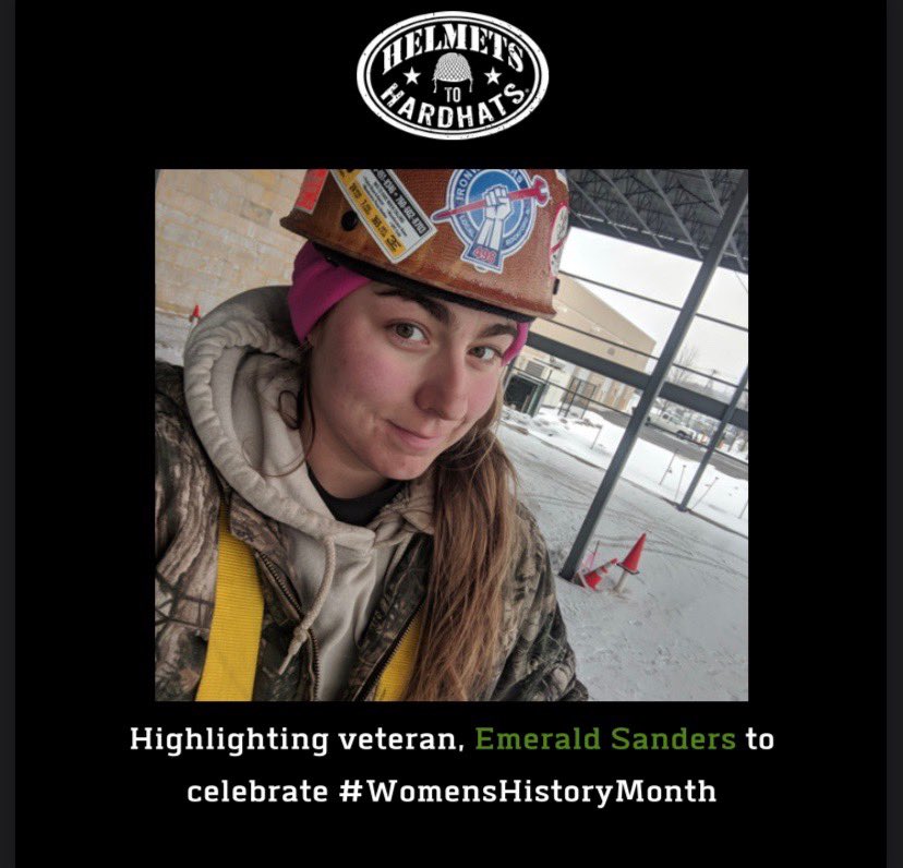 @HelmetsHardhats : To celebrate #WomensHistoryMonth, Helmets to Hardhats will be highlighting veterans that went through our program! 💪👌
#helmetstohardhats #h2hsuccessfultransition #WomensHistoryMonth
 #womeninthetrades #construction