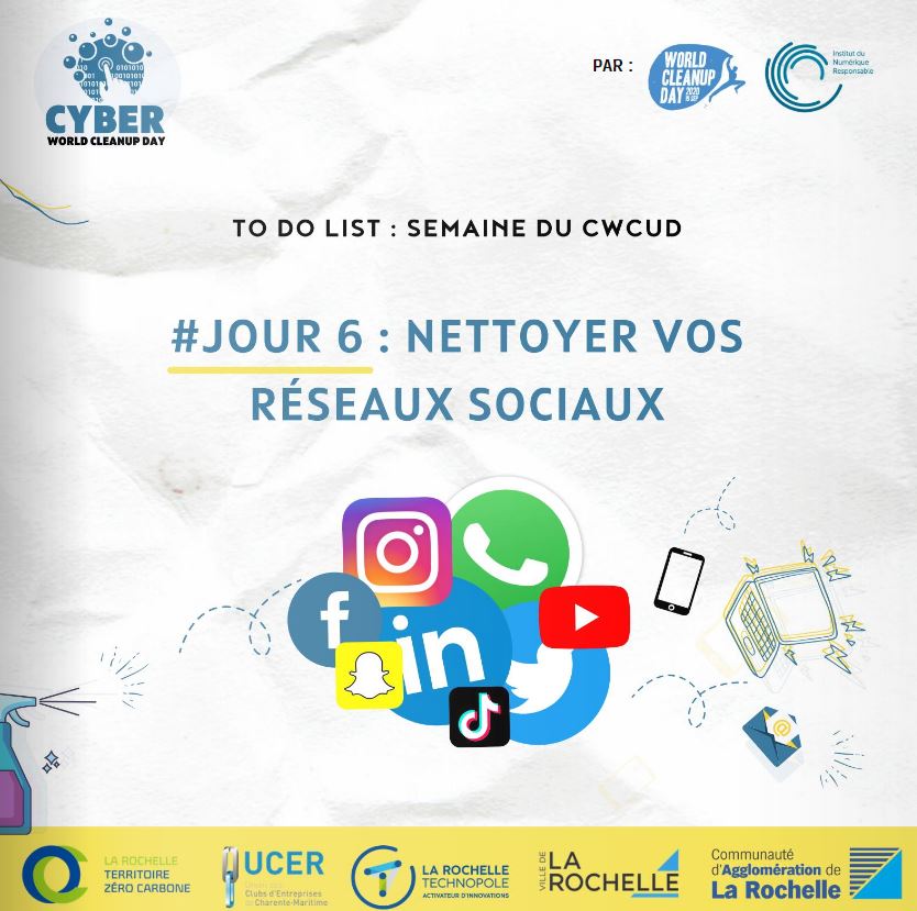 AggloLR's tweet photo. Jour 6 du @CyberWCUD : Nettoyer vos réseaux sociaux 🧹
👉https://t.co/XMc6QkLjiG
C'est la fin de cette semaine du #CyberWorldCleanUpDays, on espère que vous avez apprécié et que vous retiendrez ces bonnes pratiques à utiliser sans modération 👏
@LaRochelleNUM @LRzerocarbone https://t.co/oRQxDzx3aR