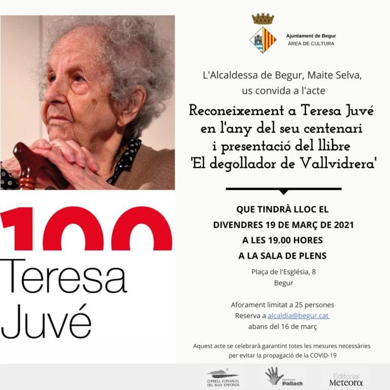 📢 Avui a les 19 h, el director de @Lletres, @Oponsatimurla, i el comissari de l'Any, @TerradesToni, assistiran al reconeixement de l'@AjBegur
a Teresa Juvé i presentació del seu darrer llibre 'El degollador de Vallvidrera' (@EditorsMeteora).
ℹ️ begur.cat/noticies/teres…

@lletres