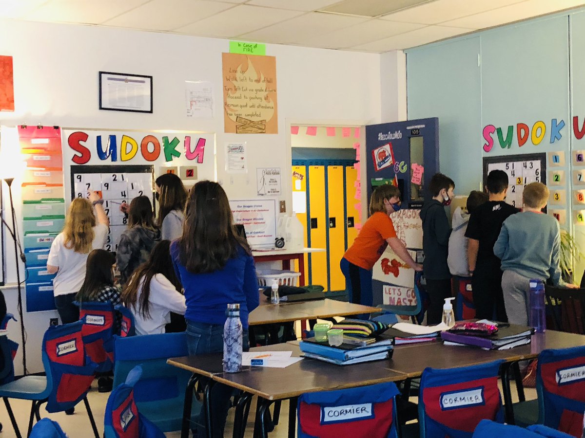 NatCCor's tweet photo. The #Sudoku enthusiasm continues to grow! We started with one interactive board, then on to two (varying difficulties). The kids then started making their own for me to do, and now some have graduated to #SamuraiSudoku! AMAZING! 🎉👍
#BestJob @nasismiddle
#NumbersNerds #AllOfUs https://t.co/teAhh9JbHi