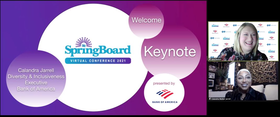 Wonderful morning w/ <a href="/scwomenlead/">SC WOMEN IN LEADERSHIP</a> kicking off their SpringBoard conference! Thank you to <a href="/BofA_News/">Bank of America News</a> D&amp;I Executive, Calandra Jerrell, for serving as our keynote!
