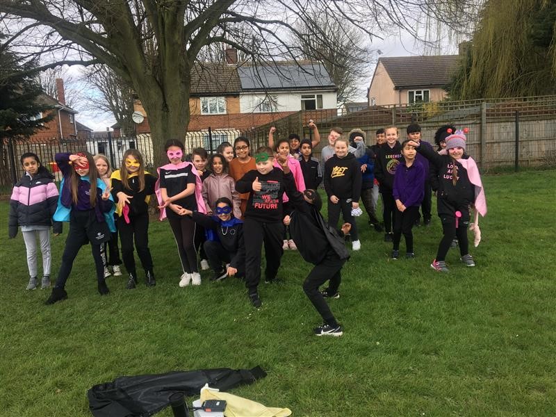 DogsthorpeAcad's tweet photo. We have been super heros! Thinking about this amazing cause and working together to be Active, Challenged & Engaged. #beACE #RedNoseDay #reconnecting @GreenwoodAcad https://t.co/4kcmxWNODu