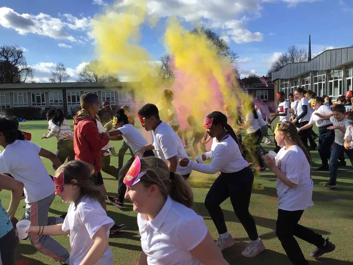 RoyalPark_Year6's tweet photo. It's Red Nose Day! Year 6 have had an amazing day and absolutely loved the Colour Run! Thank you for all of your generous contributions. All of the money is going to Comic Relief where it'll be put towards many great causes. https://t.co/bLGeTCI1PH