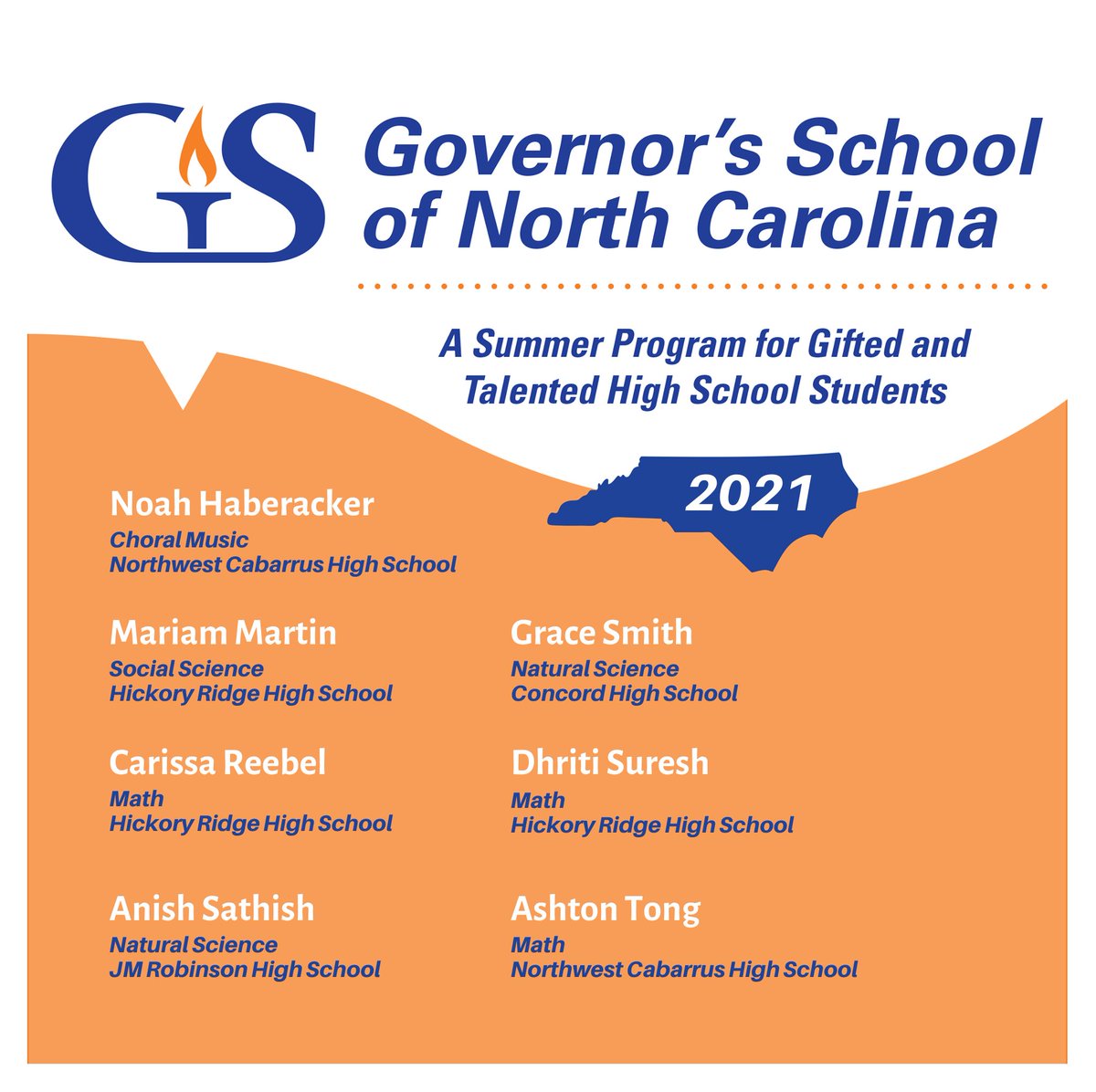 Thirteen #CabCoSchools students have been selected to attend the Governor’s School of North Carolina, the oldest statewide summer residential program for academically or intellectually gifted high school students in the nation. 🎉Congratulations to all! cabarrus.k12.nc.us/site/default.a…